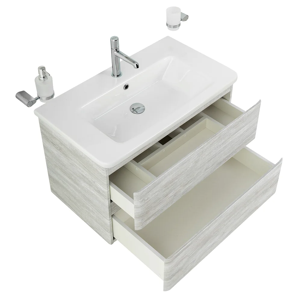 Приобрести belbagno тумба с раковиной albano-cer 80 см, подвесная rovere vintage bianco, белая раковина