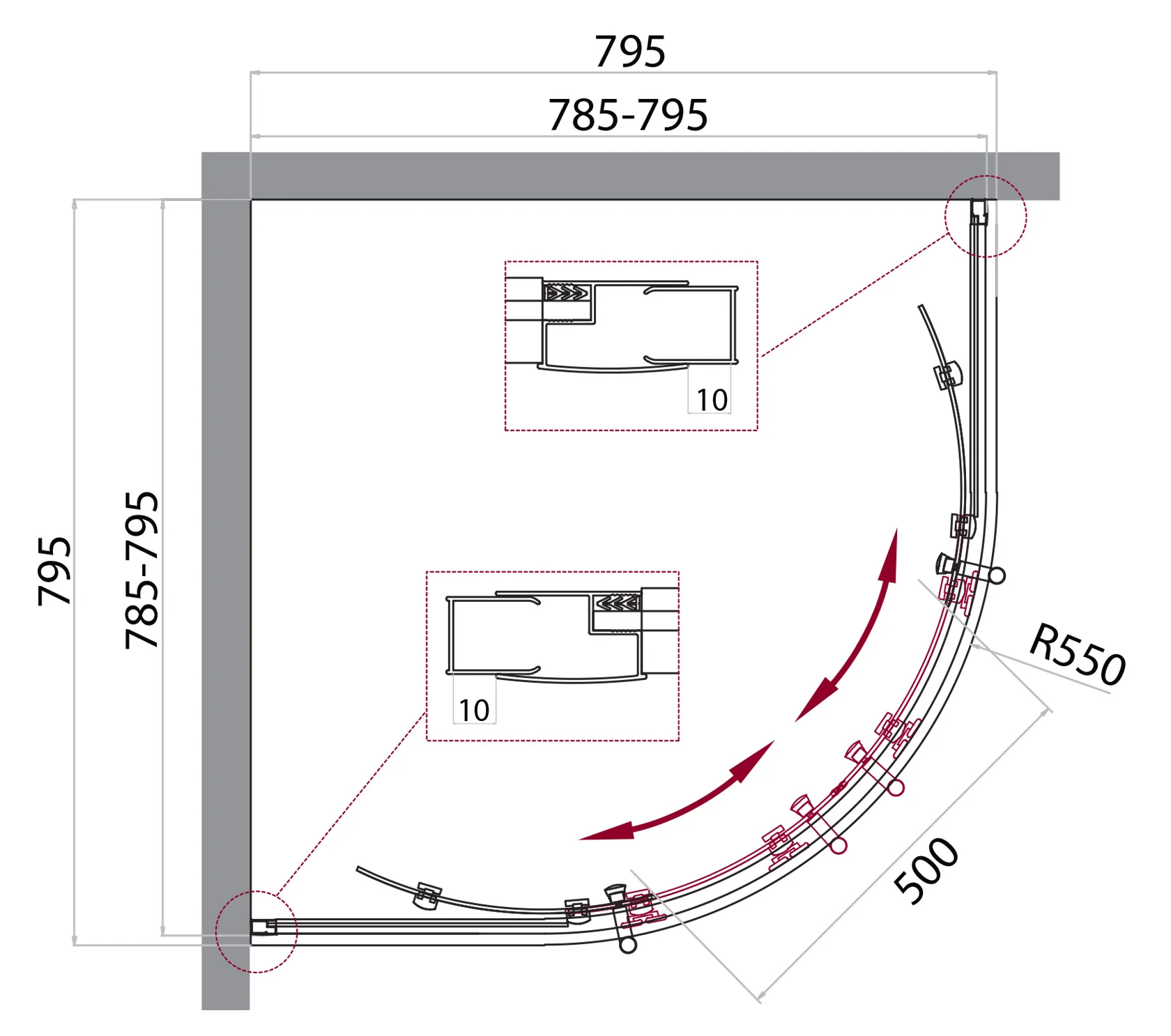 Приобрести belbagno душевое ограждение 80х80 см uno-195-r-2-80-p-cr