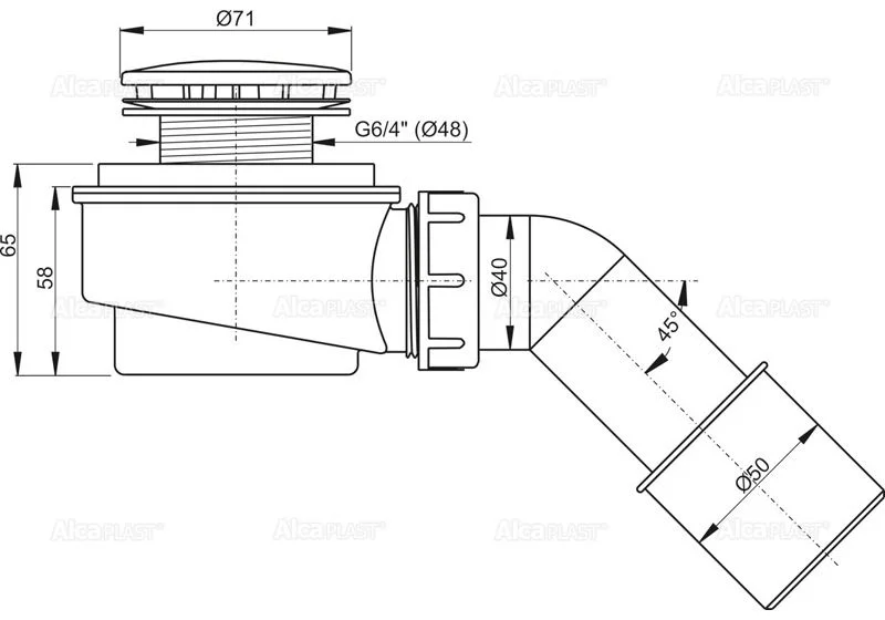 Приобрести сифон для душевого поддона alcaplast a471cr ø50