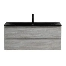 BelBagno Тумба с раковиной ALBANO 120 см, подвесная Rovere Vintage Bianco, чёрная раковина