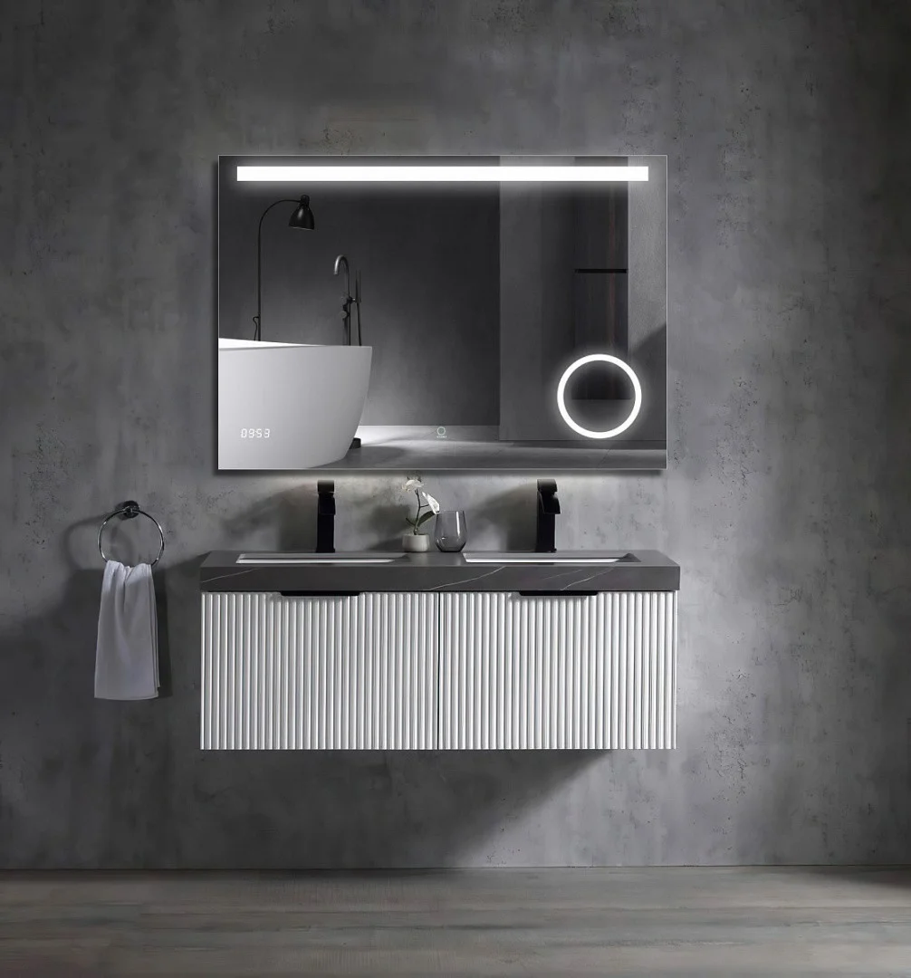 Приобрести azario зеркало 100х70 см, белый, сенсорный выключатель, диммер, часы, увеличительное зеркало, часы, увеличительное зеркало az-z-033cs