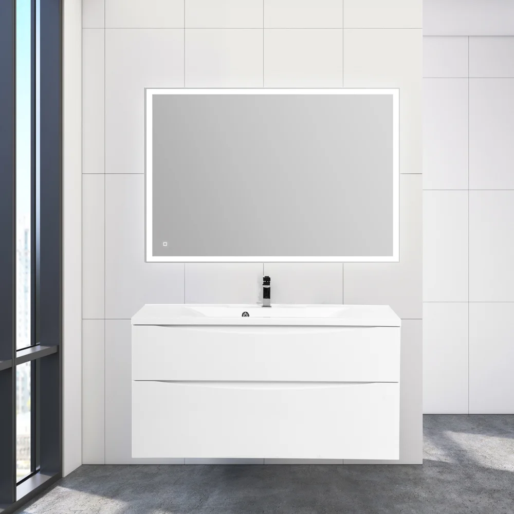 Приобрести belbagno тумба с раковиной marino-h60 110 см, подвесная bianco lucido, белая раковина