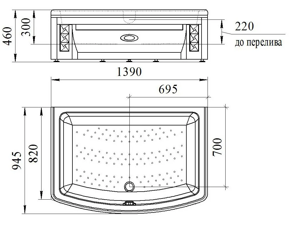 Приобрести радомир акриловый душевой поддон диана 139х94, прямоугольный.