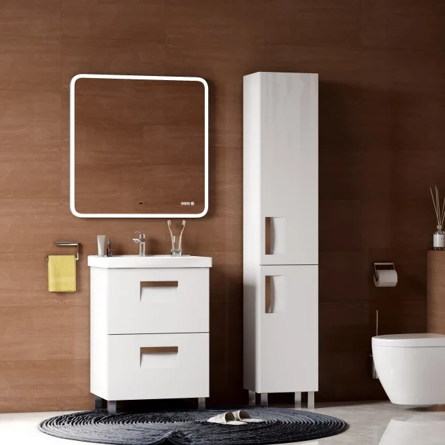 Приобрести briz зеркало sofi 80х80 см, с подсветкой,подогревом, часы, сенсорное включение , белое пдз43-80