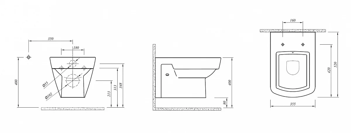 Приобрести унитаз подвесной kale basics с крышкой микролифт