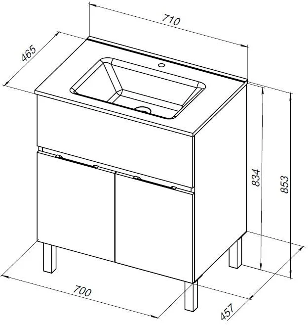 Приобрести aquanet тумба с раковиной алвита new 70 см, 1 ящик, 2 дверцы, серый