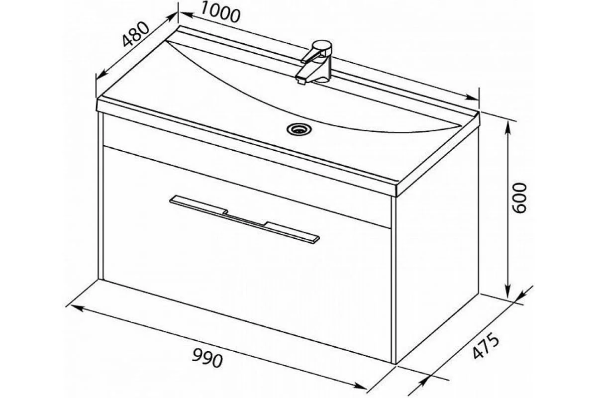 Приобрести aquanet раковина нота 100 new 100х48 см, белая