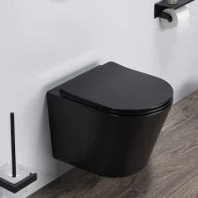 Comforty Подвесной унитаз 105MB безободковый, сиденье дюропласт softclose тонкое, быстросъёмное (чёрный матовый)