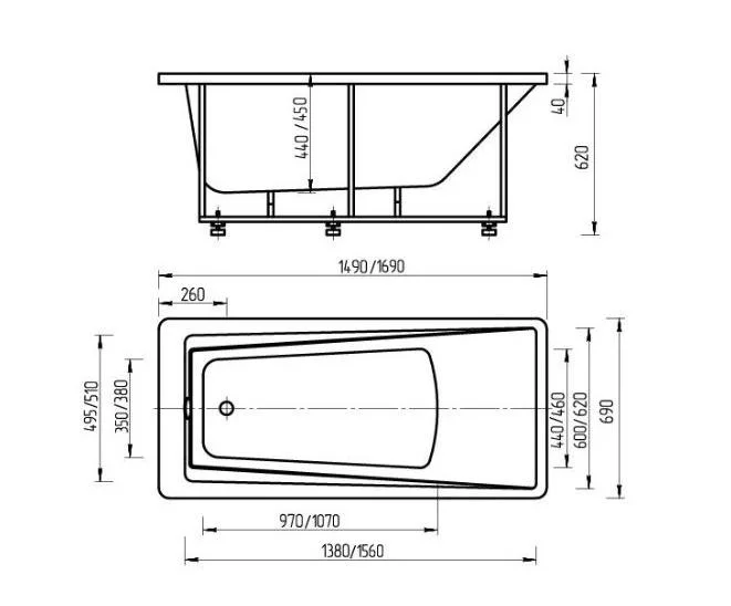 Приобрести акриловая ванна aquatek либра 170x70 см