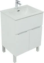 Aquanet Тумба с раковиной Алвита New 60 см, 1 ящик, 2 дверцы, белая матовая