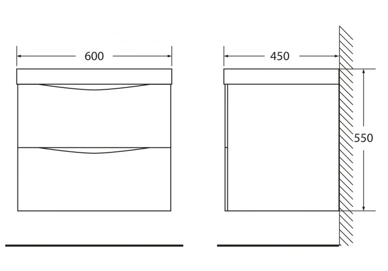 Приобрести тумба подвесная с раковиной belbagno marino-600-2c-so-nl-p 60 см, nero lucido