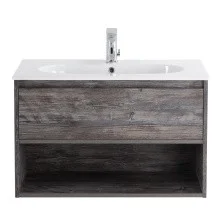 BelBagno Тумба c раковиной KRAFT 80 см, с одним ящиком и полкой, подвесная Pino Pasadena, белая раковина