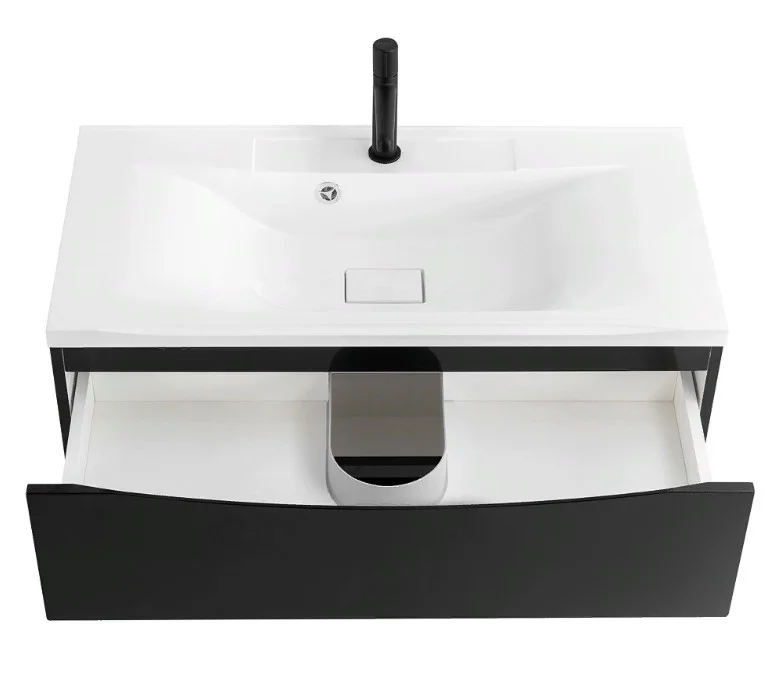 Приобрести тумба подвесная с раковиной belbagno marino-1000-2c-so-nl-p 100 см, nero lucido