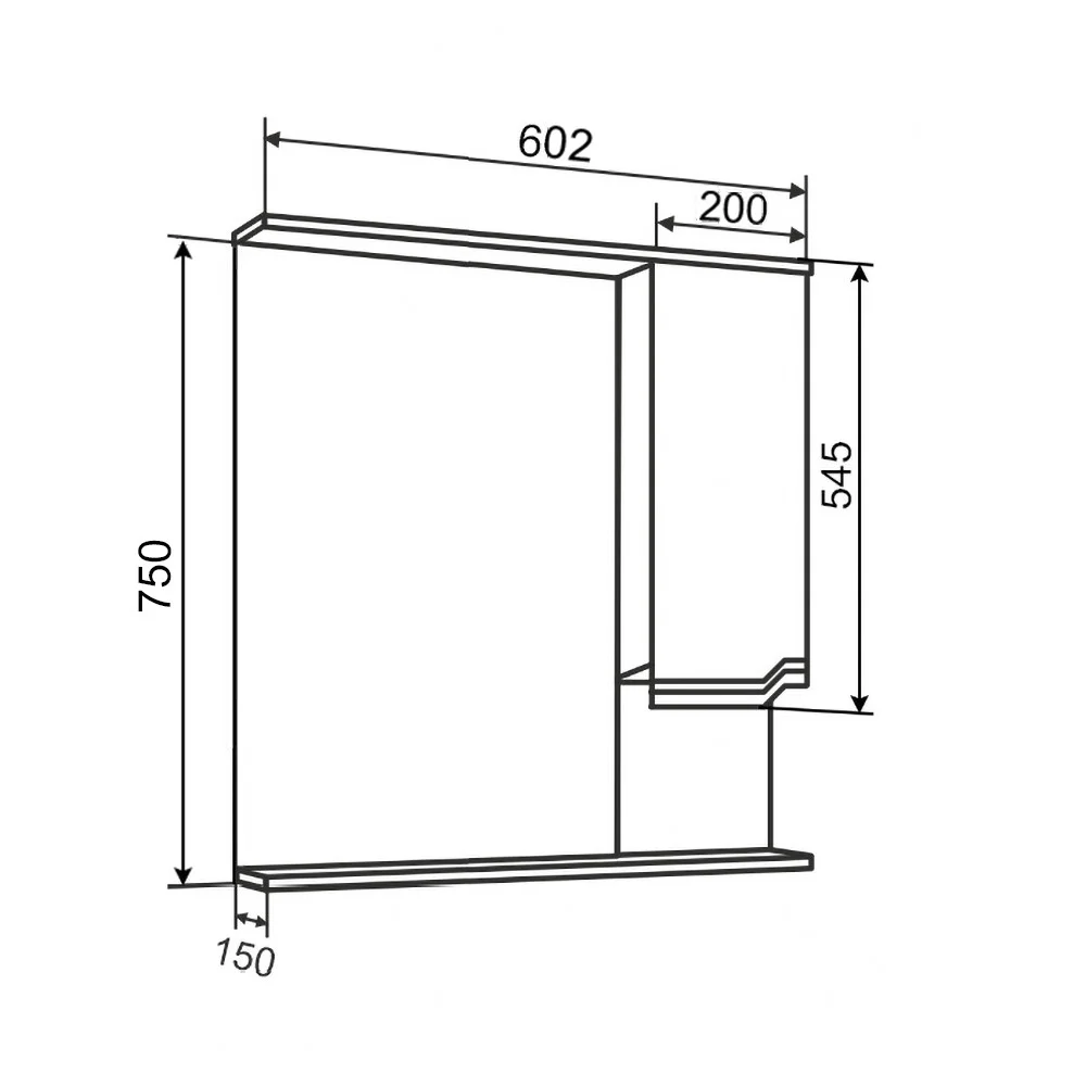Приобрести aqua de marco зеркало-шкаф viktoria 60 см, правое, белый 1060cvic/r
