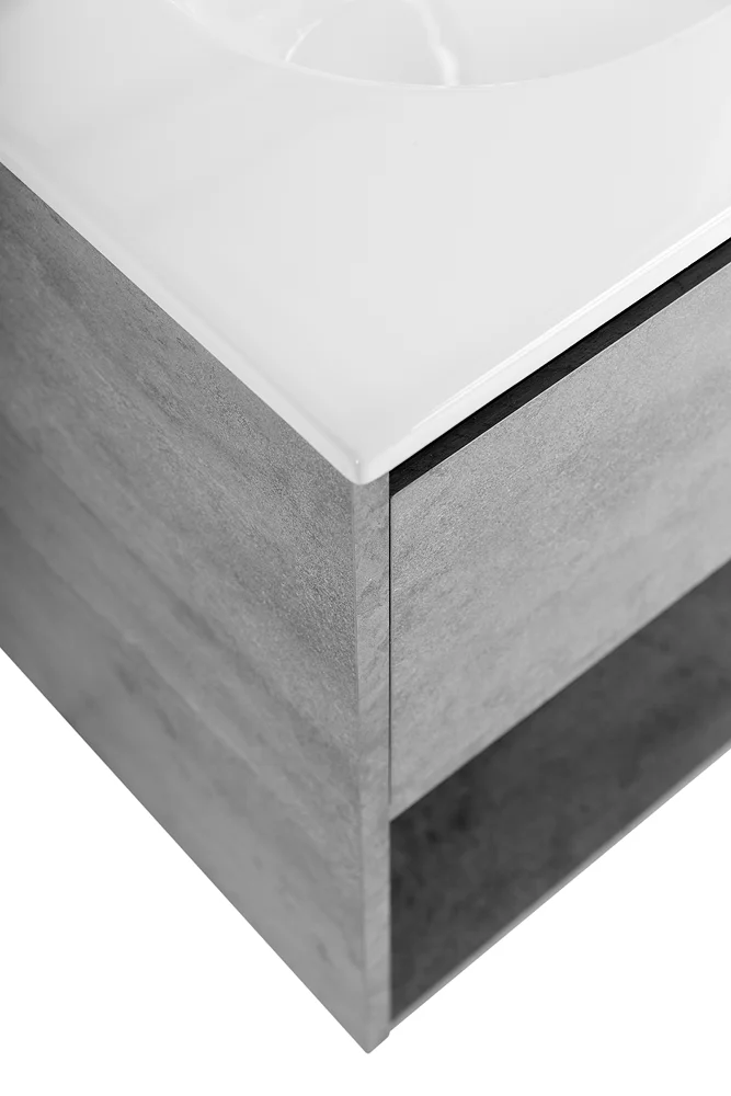 Приобрести belbagno тумба c раковиной kraft 80 см, с одним ящиком и полкой, подвесная cemento grigio, белая раковина