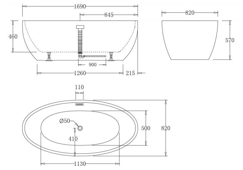 Приобрести ванна акриловая отдельностоящая belbagno 170х80 см, bb69-1700