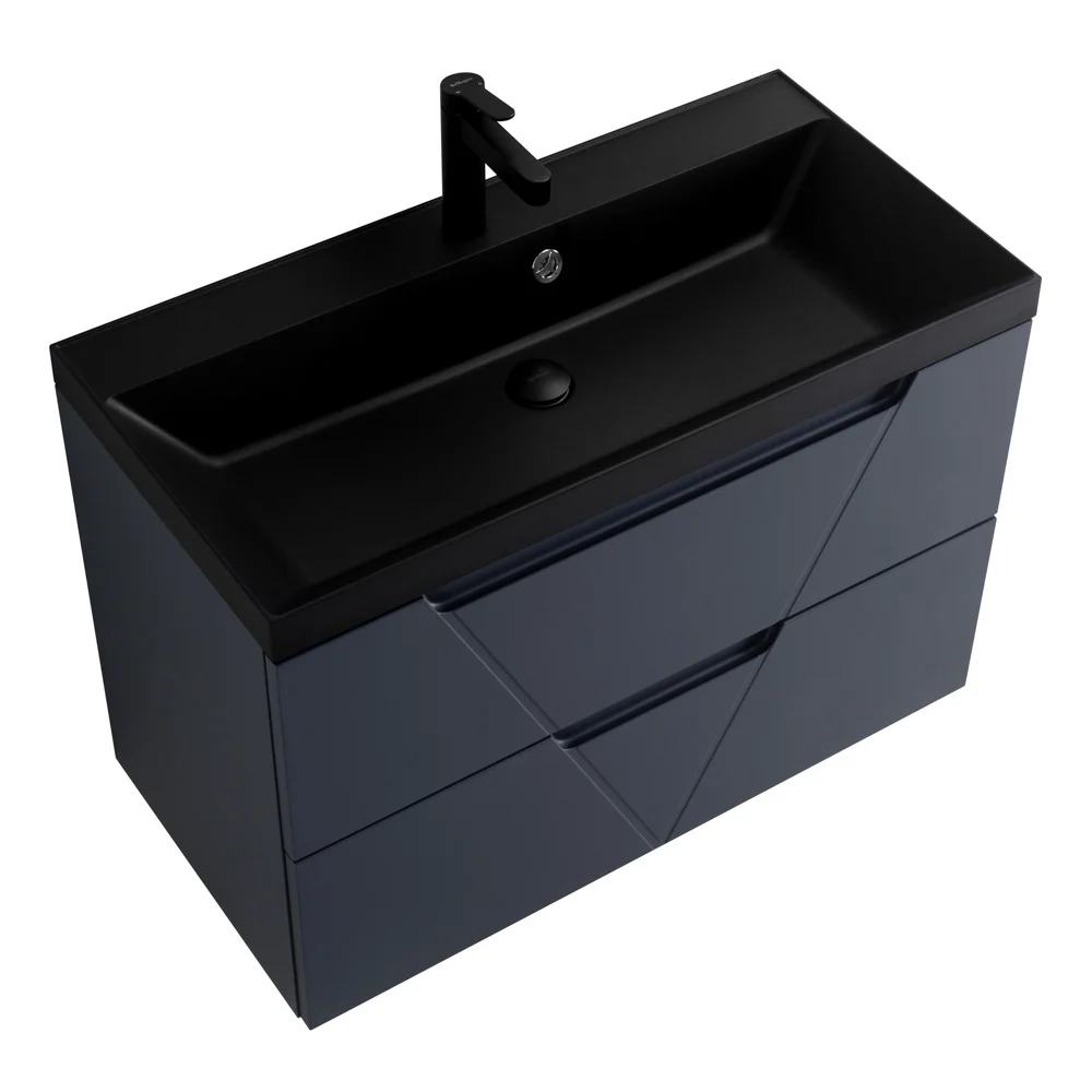 Приобрести belbagno тумба с раковиной vittoria 80 см, подвесная grigio opaco, чёрная раковина