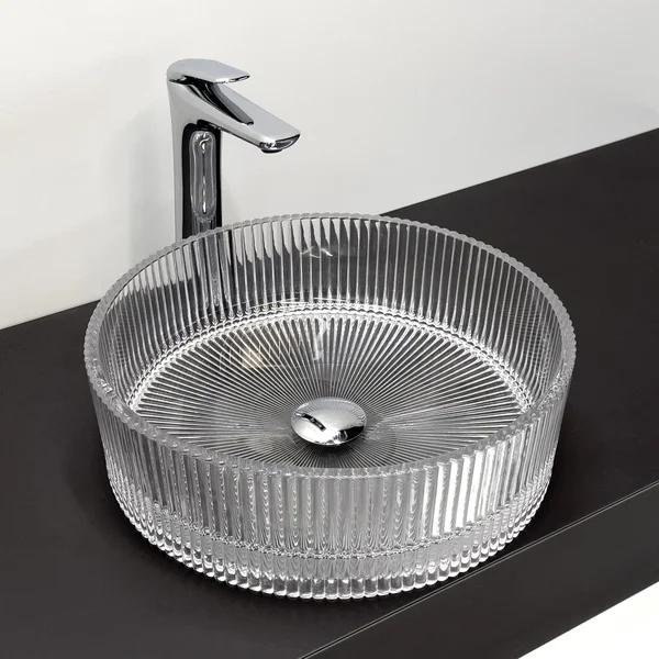 Приобрести comforty раковина накладная cf21001 36х36 см, стеклянная прозрачное стекло