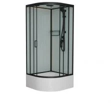 Frank Душевая кабина F409/2 Black с высоким поддоном, полукруглая