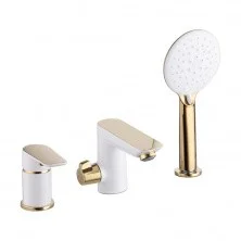 IDDIS Смеситель на борт ванны Cloud, 3 -отверстия, белый\золото CLOWG30i07