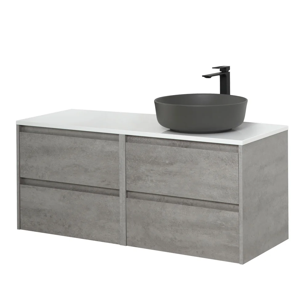Приобрести belbagno тумба со столешницей kraft 120 см, подвесная cemento grigio, раковина справа