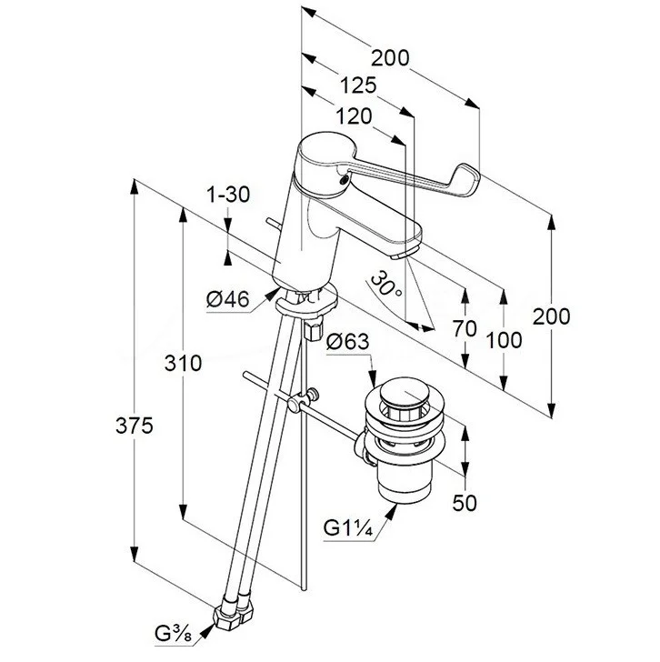 Приобрести kludi pure&easy care однорычажный смеситель на умывальник 70, с донн.клапаном
