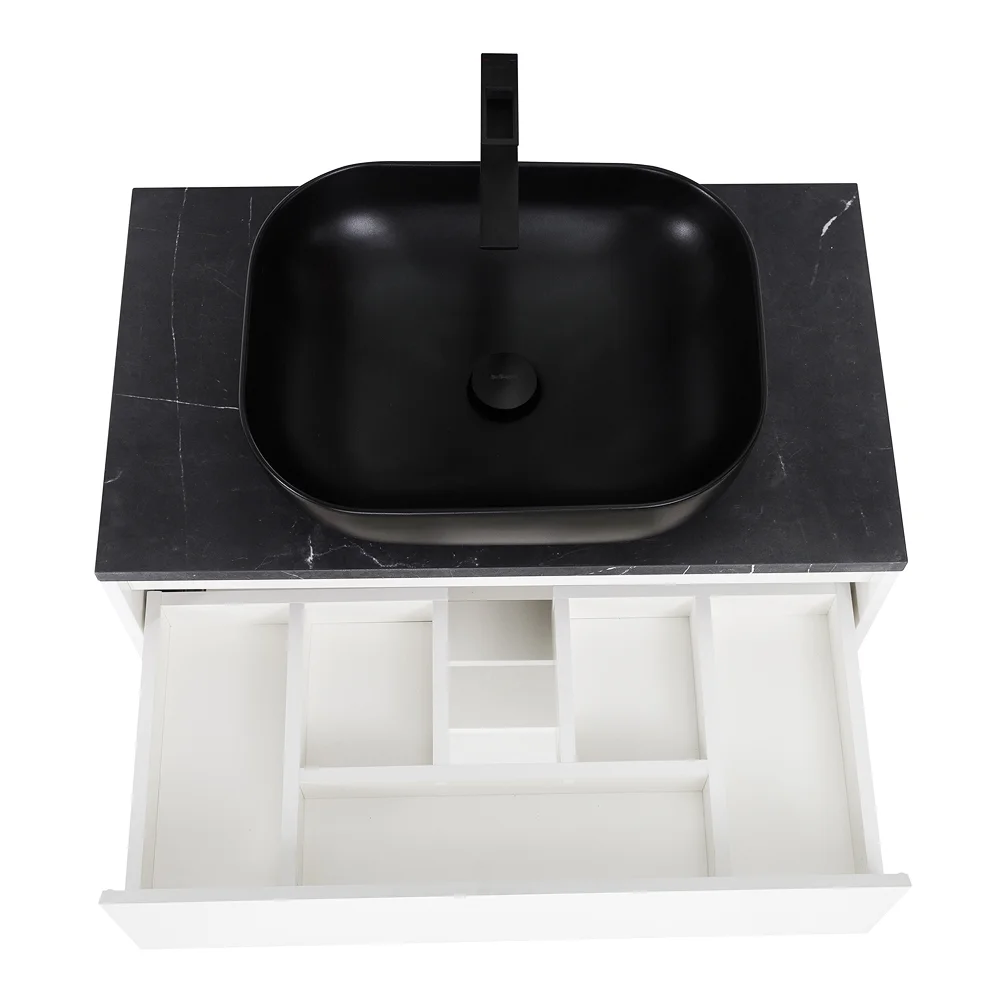 Приобрести belbagno тумба со столешницей kraft 80 см с ящиком и полкой, подвесная bianco opaco