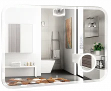 Azario Зеркало Эльза 100х80см c подсветкой, сенсор выключатель, линза, МФМ, подогрев ФР-2177