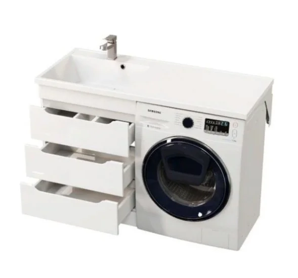 Приобрести mirsant тумба напольная soho quadro с раковиной столешницей fly 2 120 см под стиральную машину, левая ут000077618