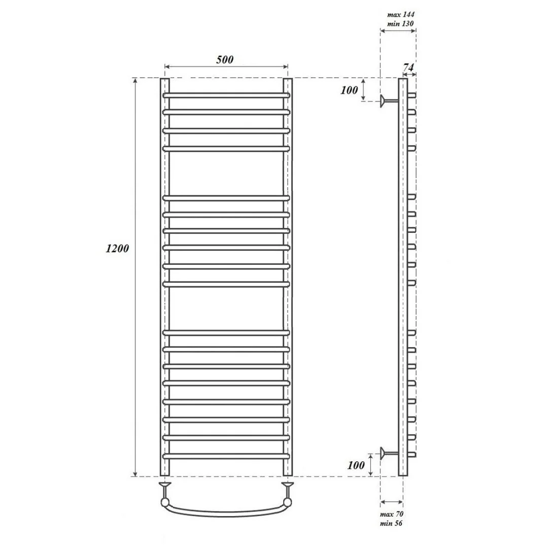 Приобрести полотенцесушитель электрический point 500х1200 альфа п18, хром pn05152se