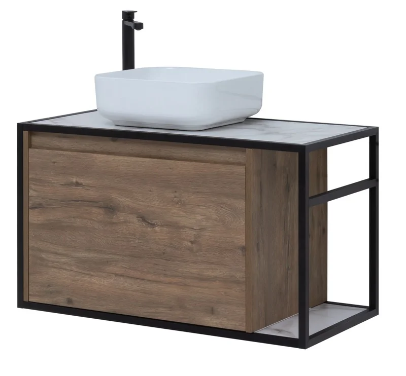 Приобрести aquanet тумба со столешницей nova lite loft 90 см, l дуб рустикальный