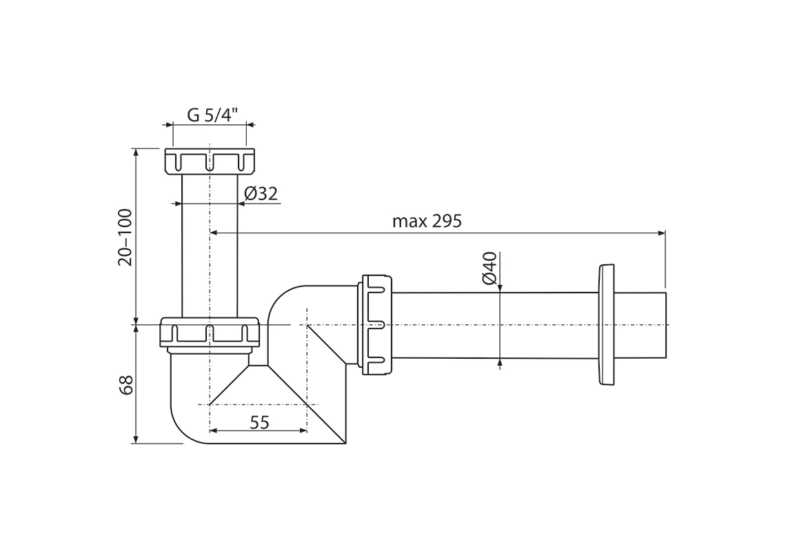 Приобрести сифон для умывальника и биде alcaplast a45f-40 dn40