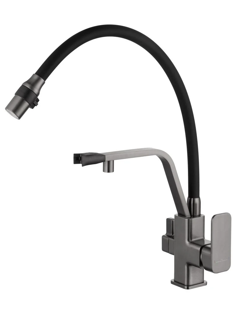 Приобрести смеситель для кухни с гибким изливом и подключением фильтра wonzon & woghand, темный графит (ww-88458013-bgm)