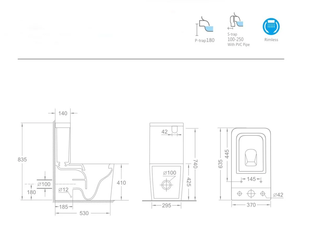 Приобрести унитаз напольный, безободковый с сиденьем ceramalux rimless ns-2170-18