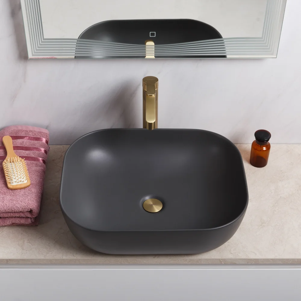 Приобрести belbagno накладная раковина 50х40 см, серая матовая bb1302-h311