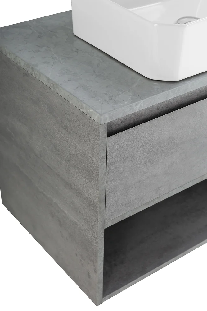Приобрести belbagno тумба со столешницей kraft 80 см с ящиком и полкой, подвесная cemento grigio