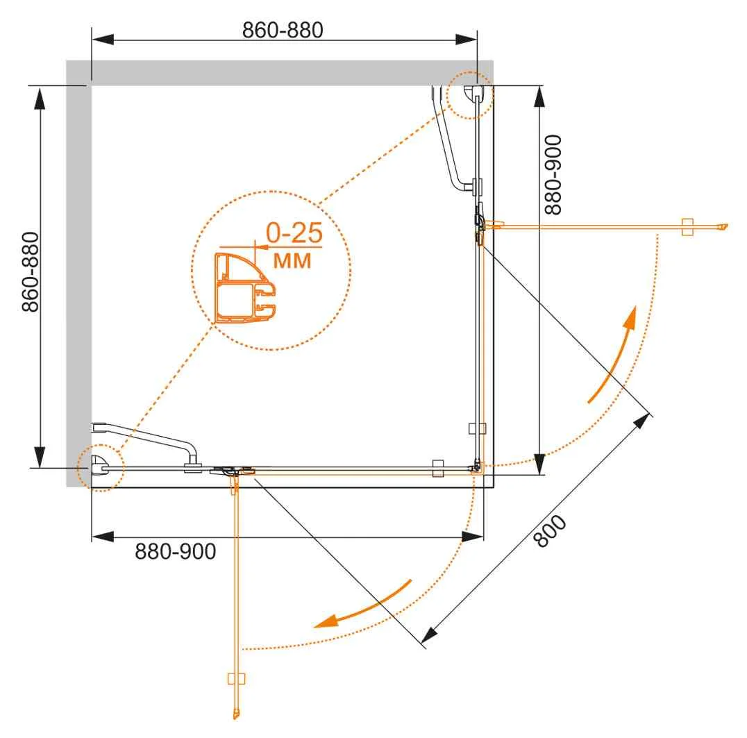 Приобрести cezares душевое ограждение bergamo 90х90 см, хром bergamo-w-a-2-90-c-cr
