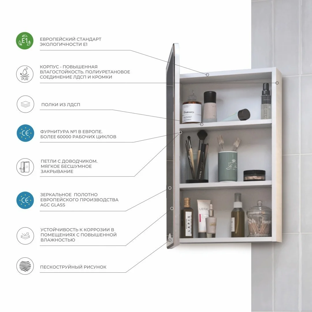 Приобрести vigo зеркало-шкаф callao 45 см, белый zsh.cal.45