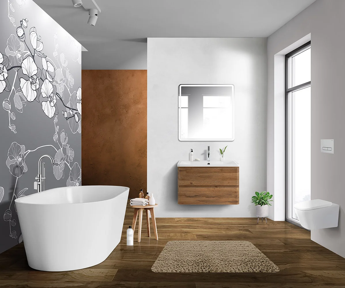 Приобрести belbagno тумба с раковиной albano 80 см, подвесная rovere rustico, белая раковина