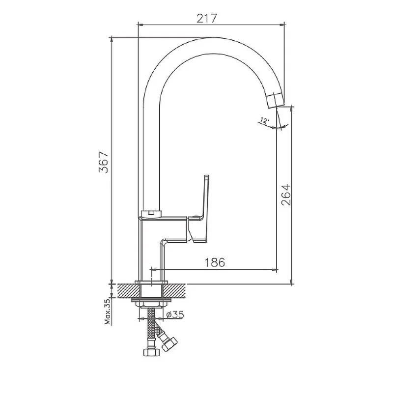 Приобрести haiba смеситель для кухни 367 мм, хром hb-70176