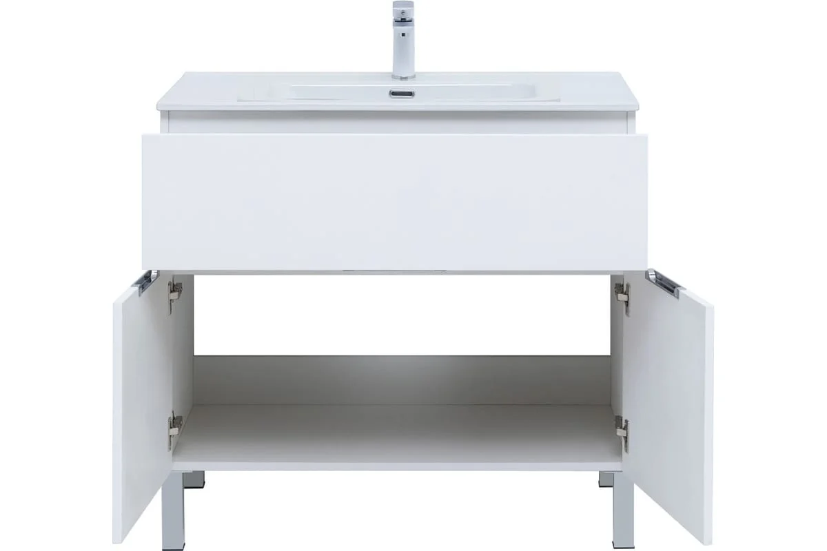 Приобрести aquanet тумба с раковиной алвита new 90 см, 1 ящик, 2 дверцы, белая матовая