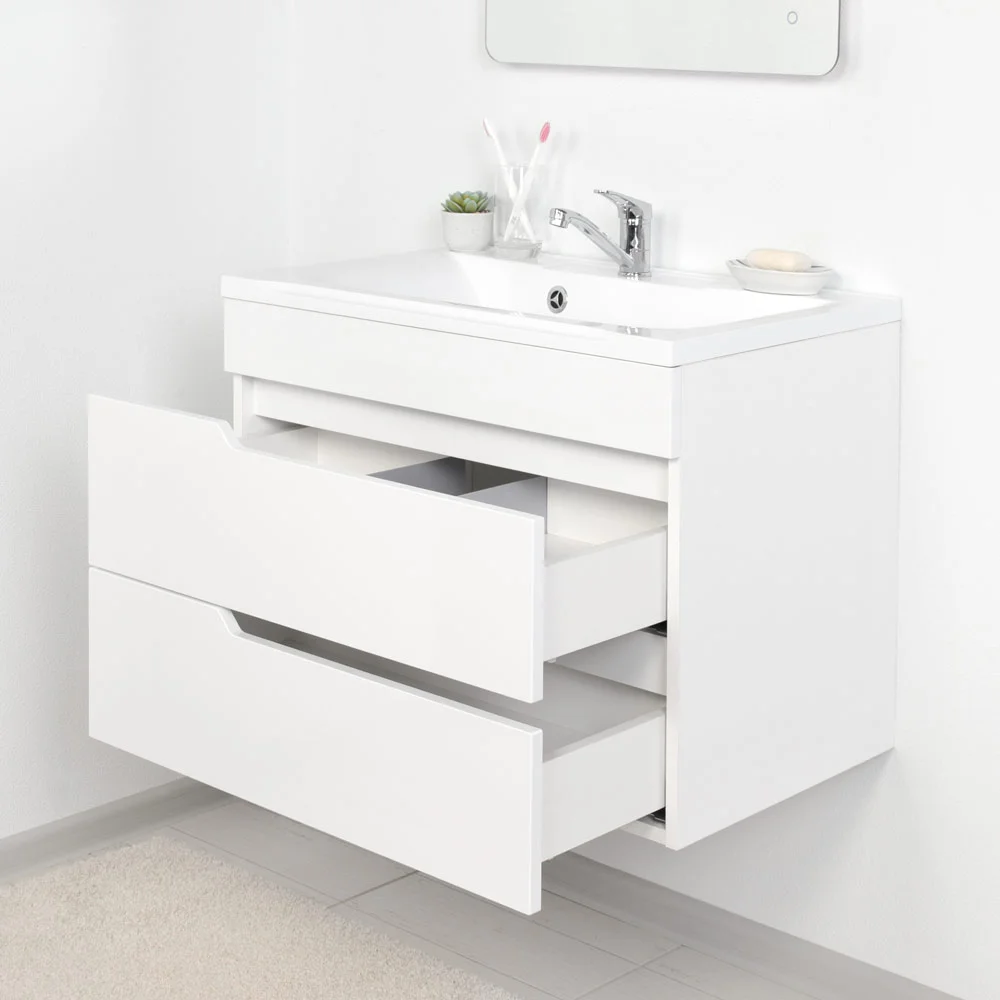 Приобрести тумба подвесная итана александра 75 с раковиной milen 75, белый глянец