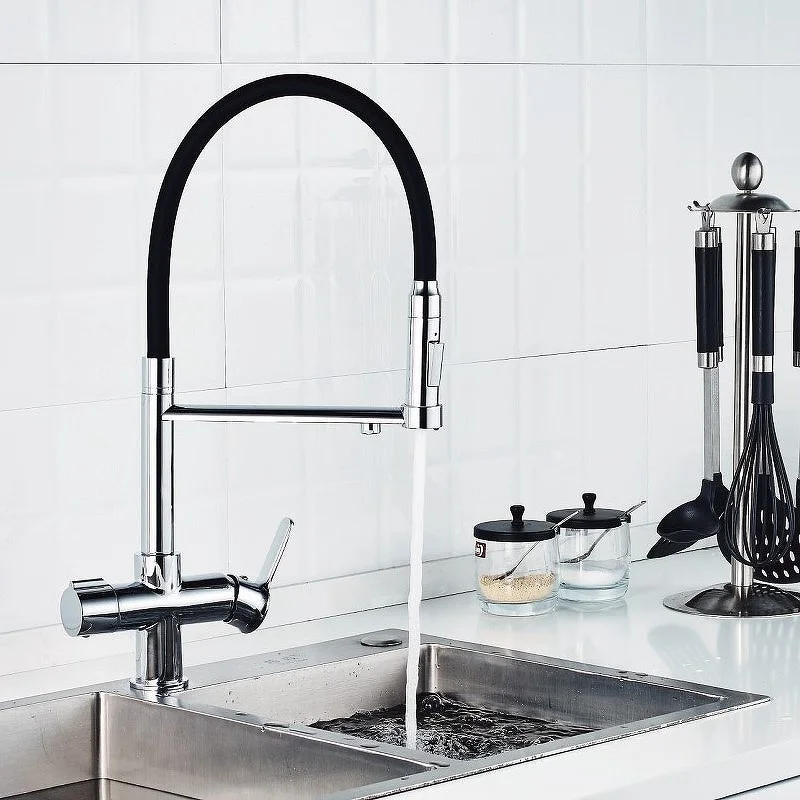 Приобрести haiba смеситель для кухни 516 мм, гибкий излив, черный\хром hb-76854