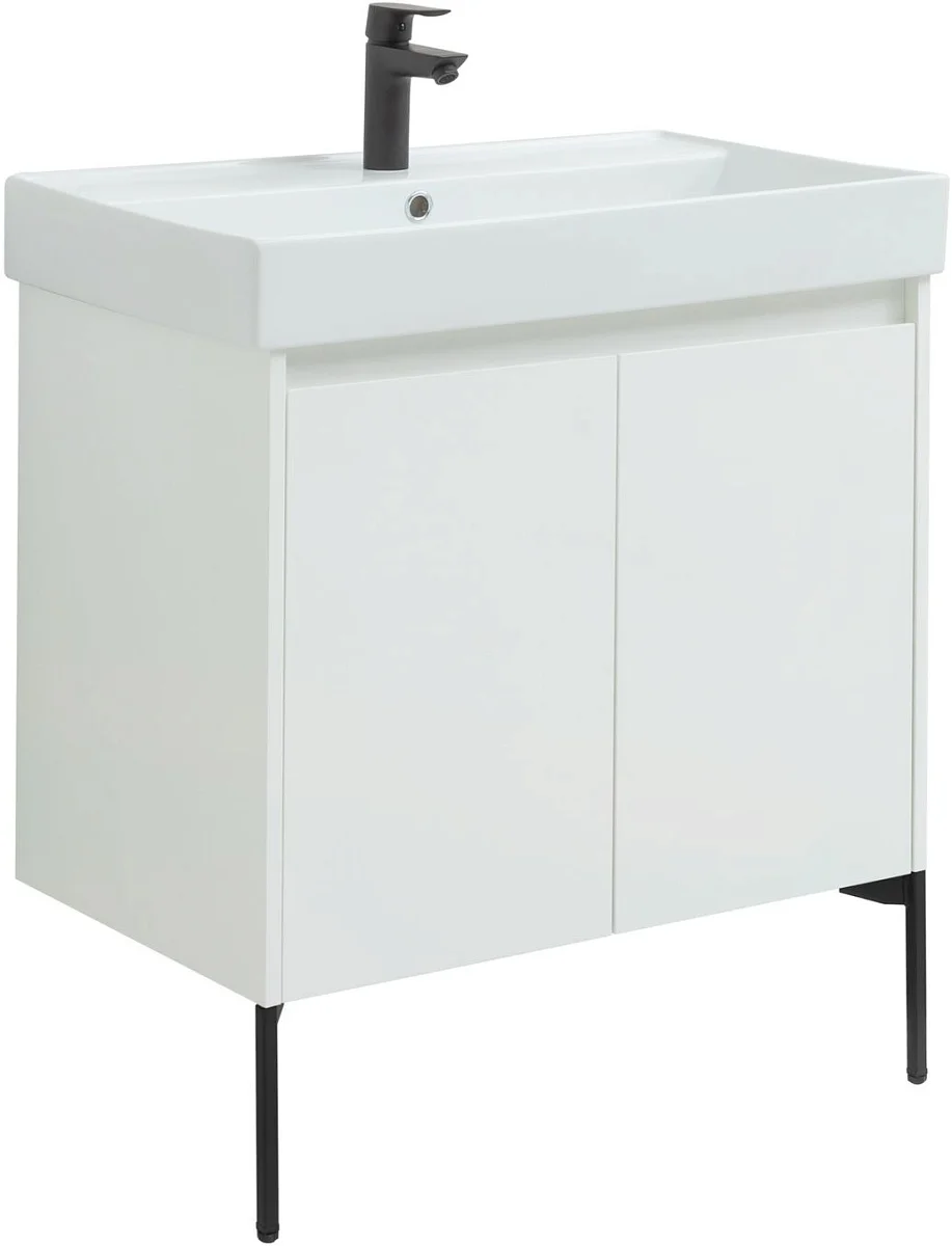 Приобрести aquanet тумба с раковиной nova lite 75 см, белая глянец (2 дверцы)