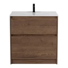 BelBagno Тумба с раковиной KRAFT 80 см, напольнаяная Rovere Tabacco, раковина BB800ETL белая