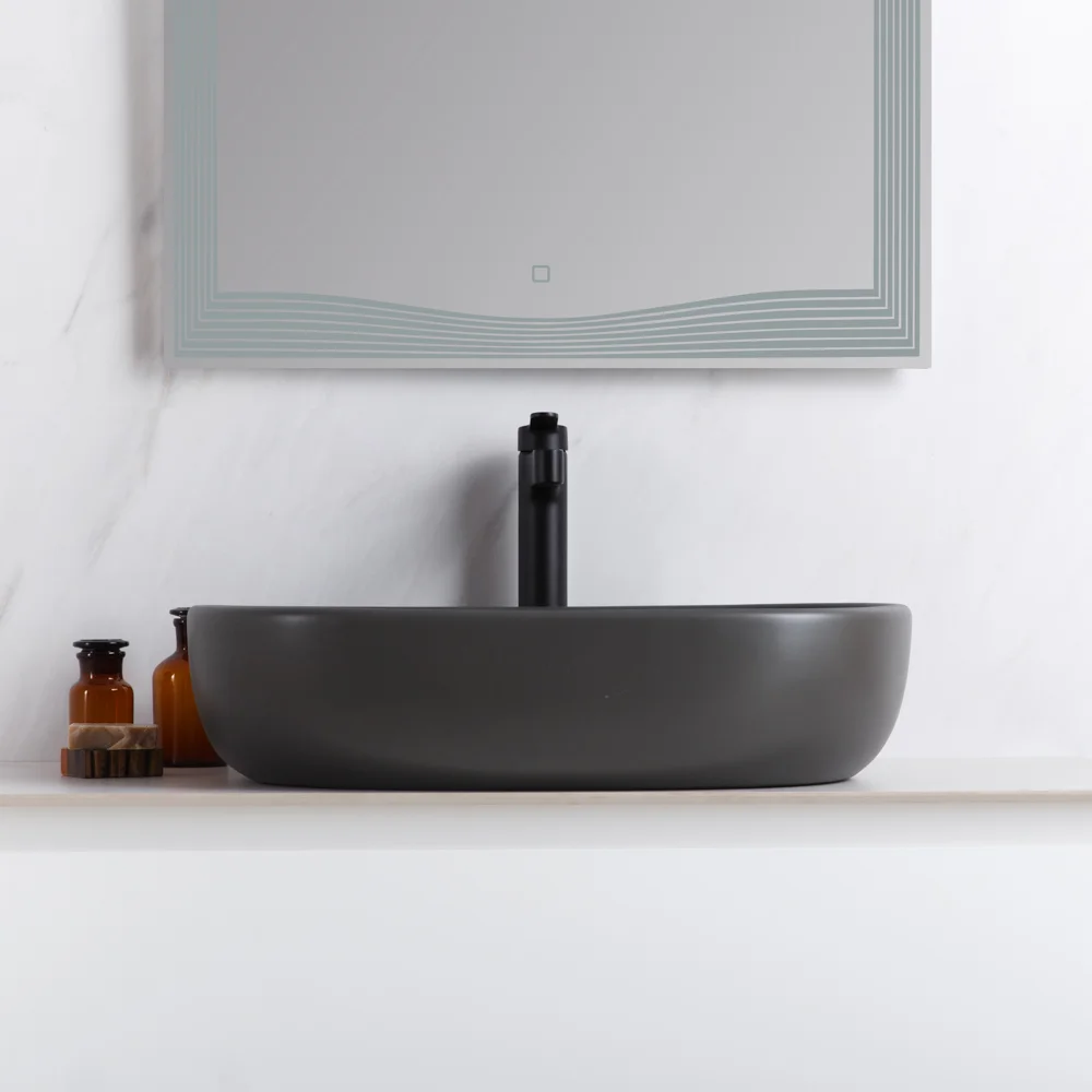 Приобрести belbagno накладная раковина 60х42 см, серый матовый bb1084-h311