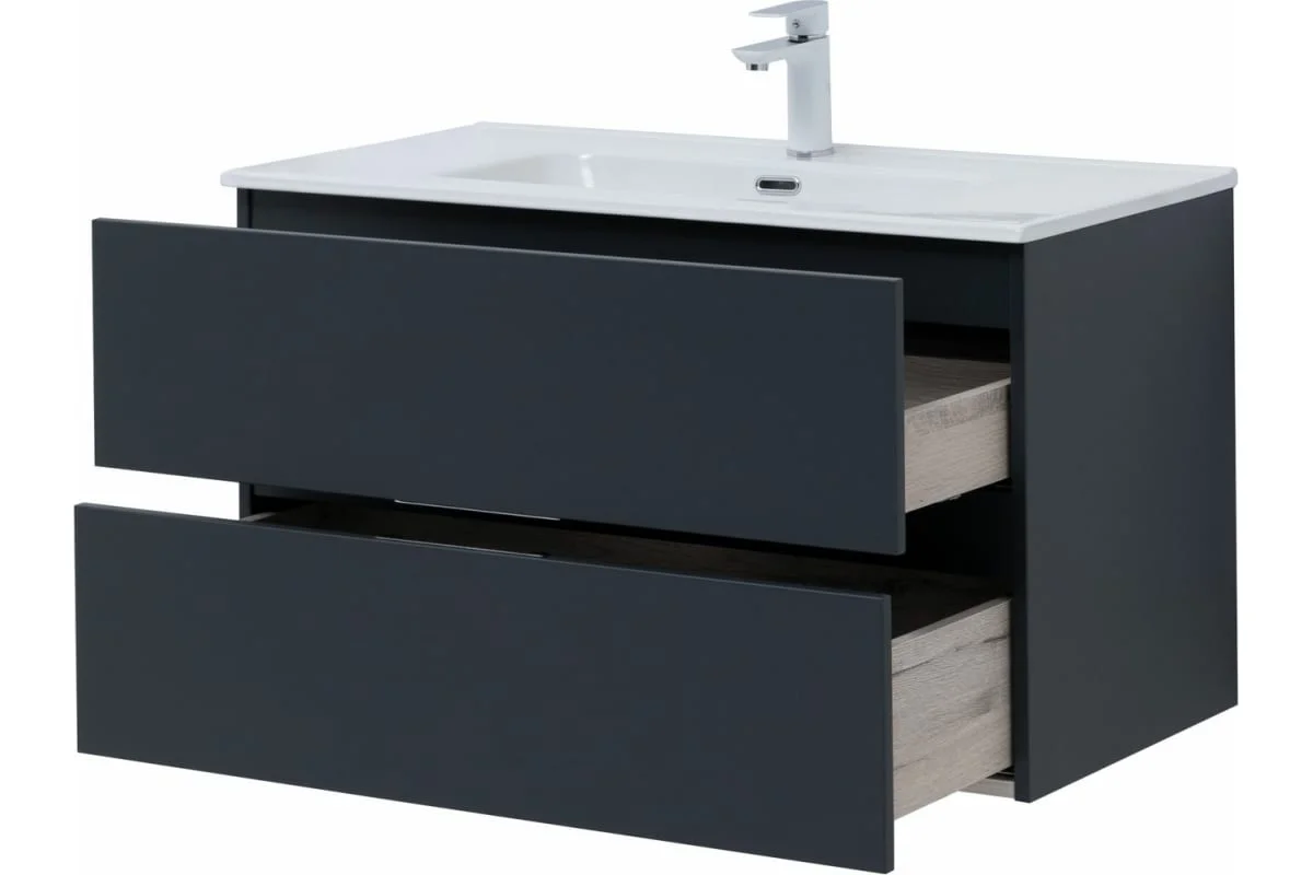 Приобрести aquanet тумба с раковиной алвита new 90 см, 2 ящика, антрацит