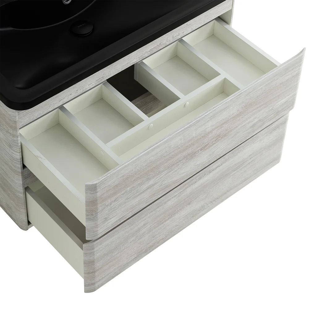 Приобрести belbagno тумба с раковиной albano 100 см, подвесная rovere vintage bianco, чёрная раковина