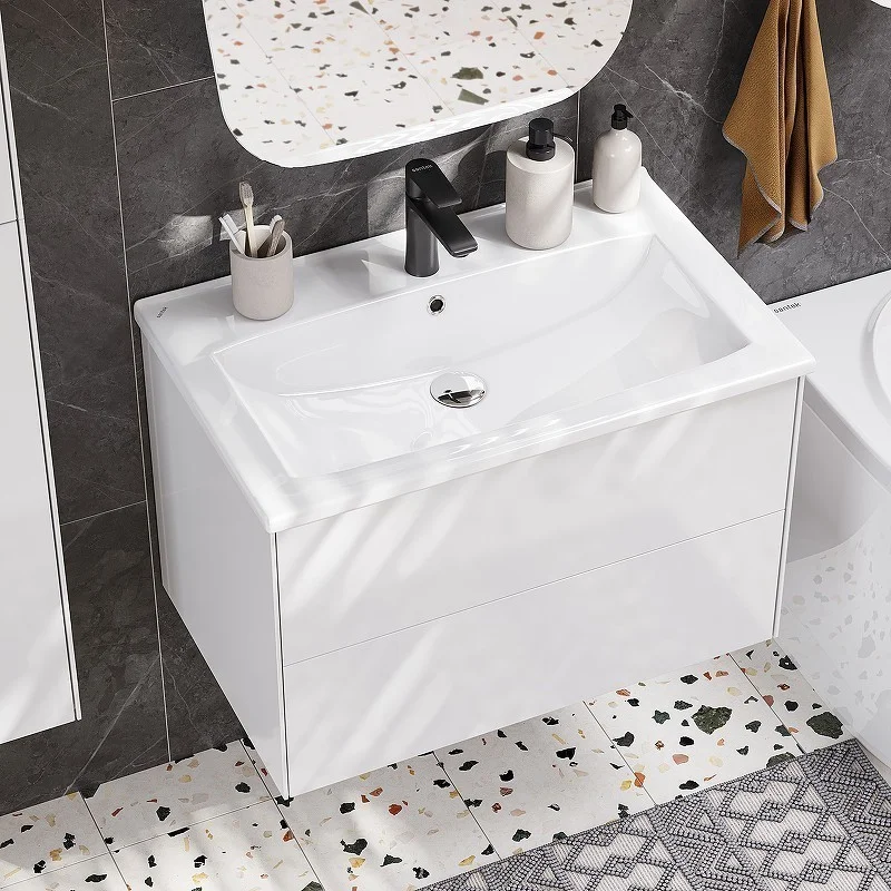 Приобрести тумба подвесная с раковиной акватон сохо 60 см, белый глянцевый