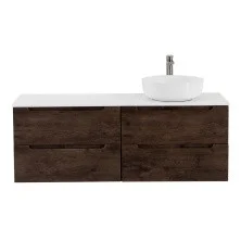 BelBagno Тумба со столешницей ETNA 120 см, подвесная Rovere Moro, раковина справа